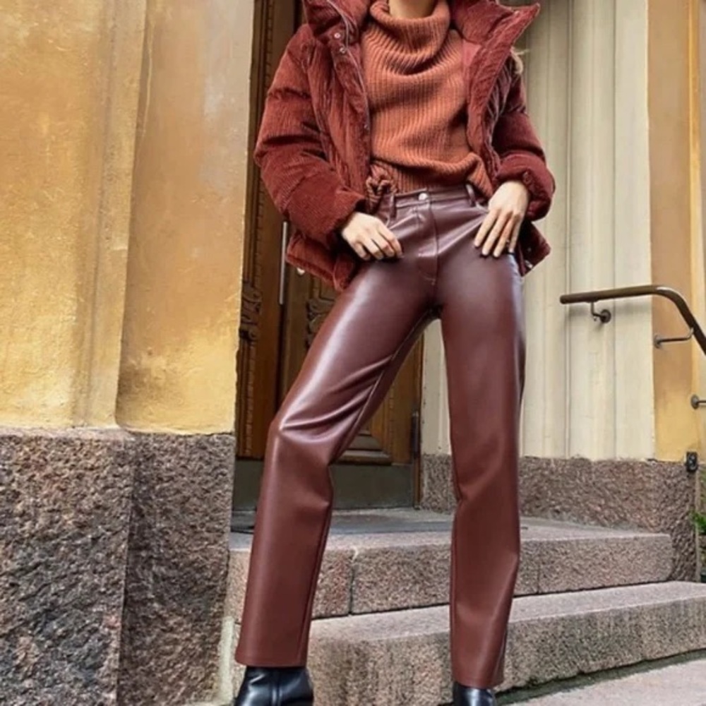 Aritzia Wilfred Melina Vegan Leather Pants Spiced Burgundy Size 6